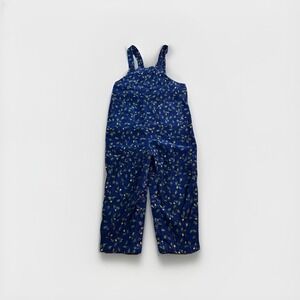 Vintage JUST FRIENDS Corduroy Overalls Toddler Size 4T Navy Floral 100% Cotton